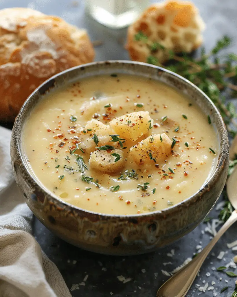Hearty Cheddar Garlic Herb Potato Soup Recipe