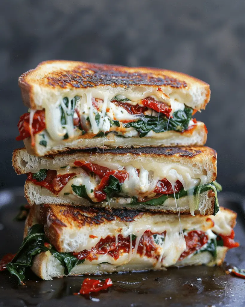 Sun‑Dried Tomato, Spinach, and Ricotta Grilled Cheese