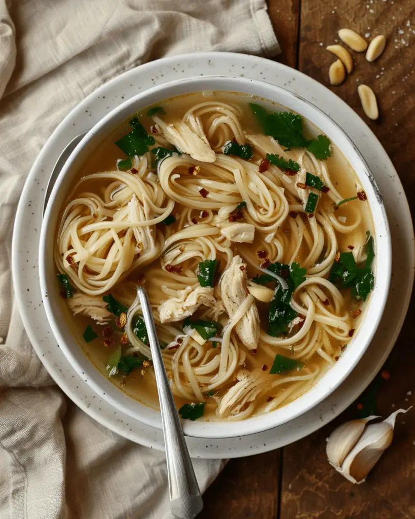 Aromatic Ginger Scallion Chicken Noodle Soup