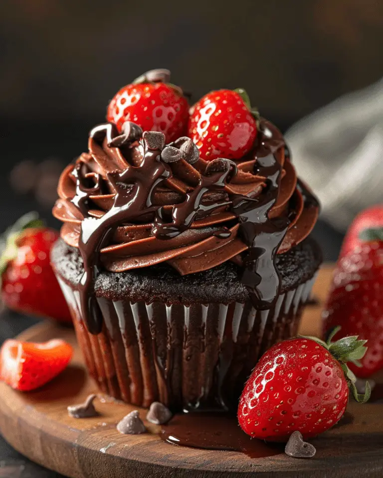 Juicy Chocolate Covered Strawberry Cupcakes