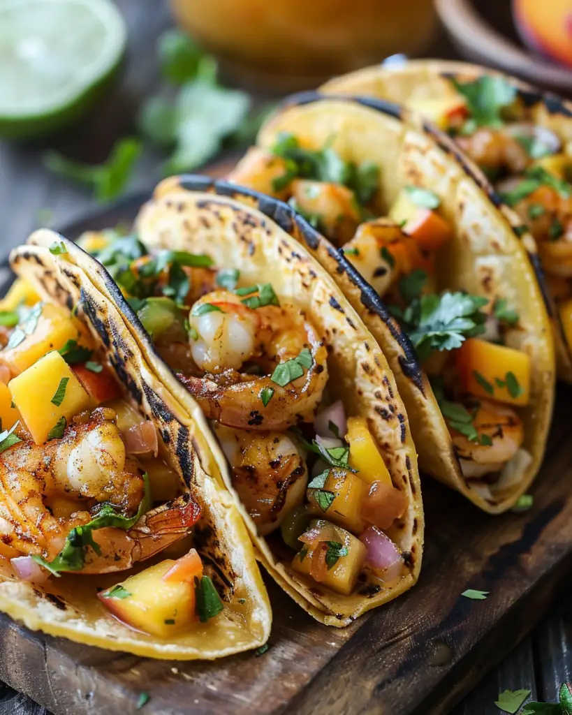 Tasty Grilled Shrimp Tacos with Peach Salsa