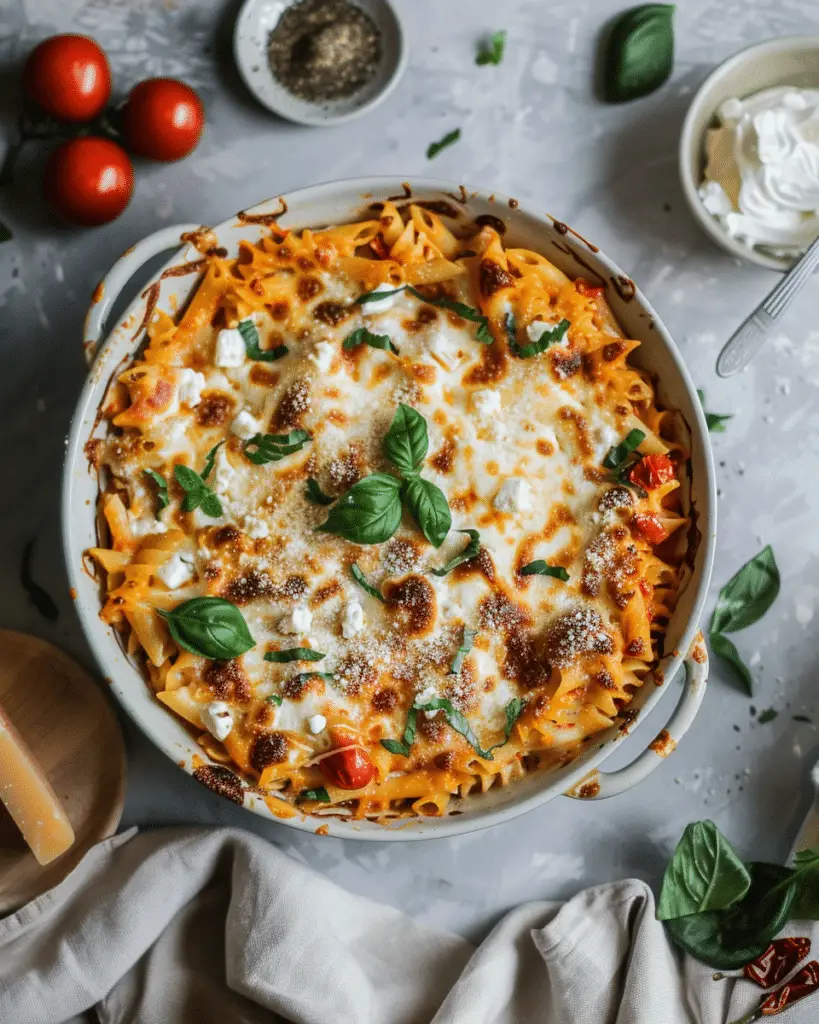 High Protein Baked Feta Pasta with Hidden Veggies (Creamy, Easy & Healthy)