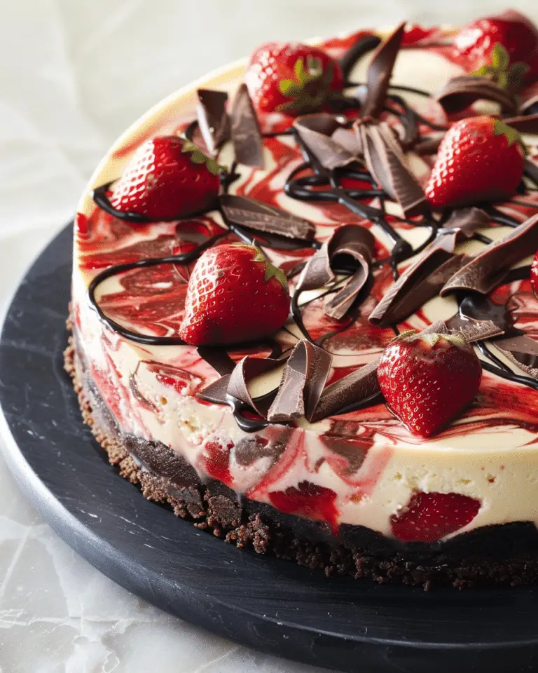 Best  Chocolate Strawberry Swirl Cheesecake