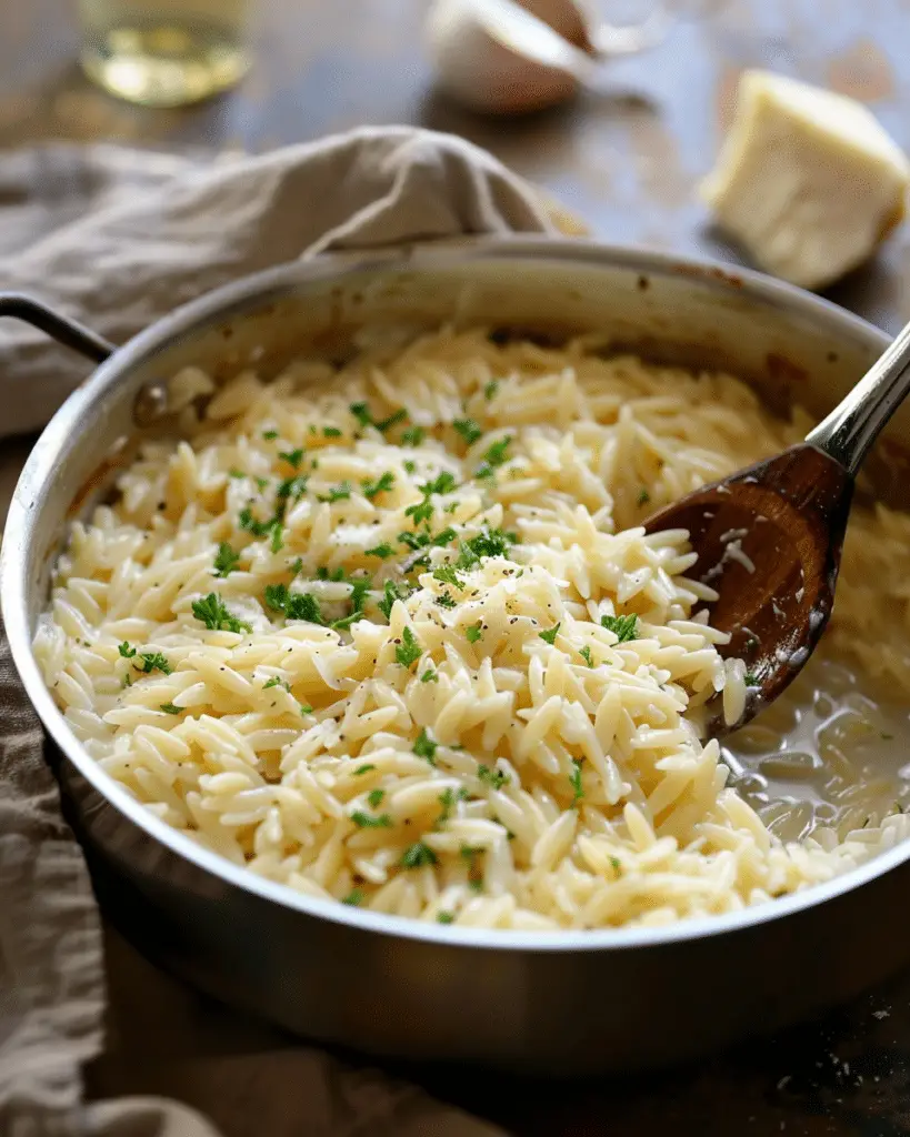 Creamy Garlic Parmesan Orzo