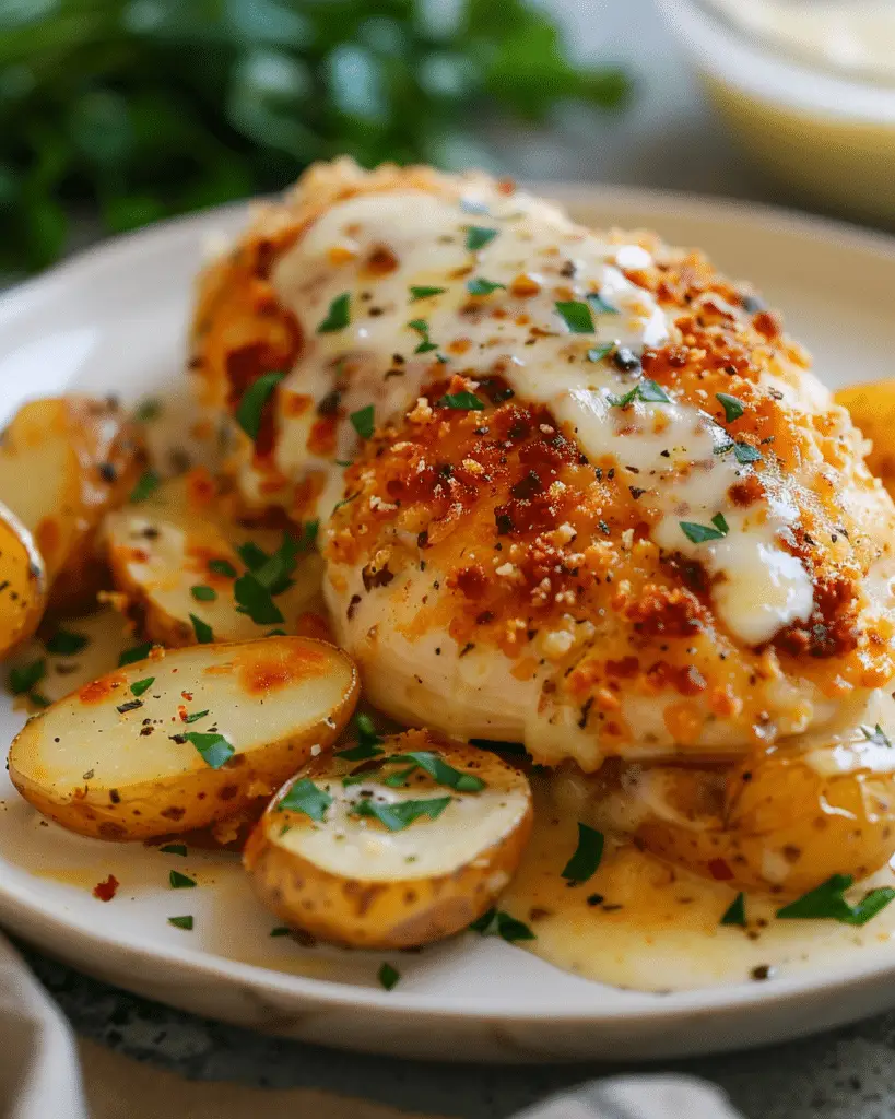 Cheesy Garlic Parmesan Chicken and Potatoes: A Comforting One-Pan Dish