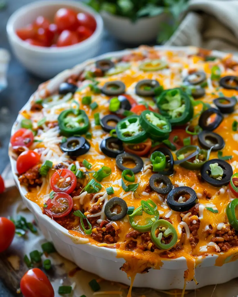Loaded 7 Layer Dip with Ground Turkey
