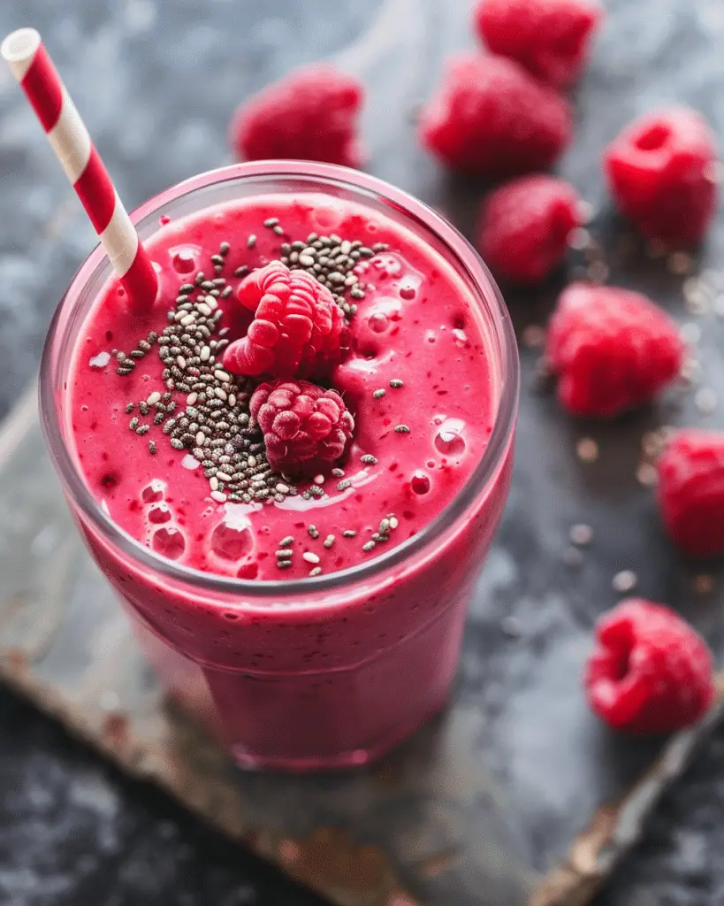 Raspberry Peach Chia Seed Smoothie