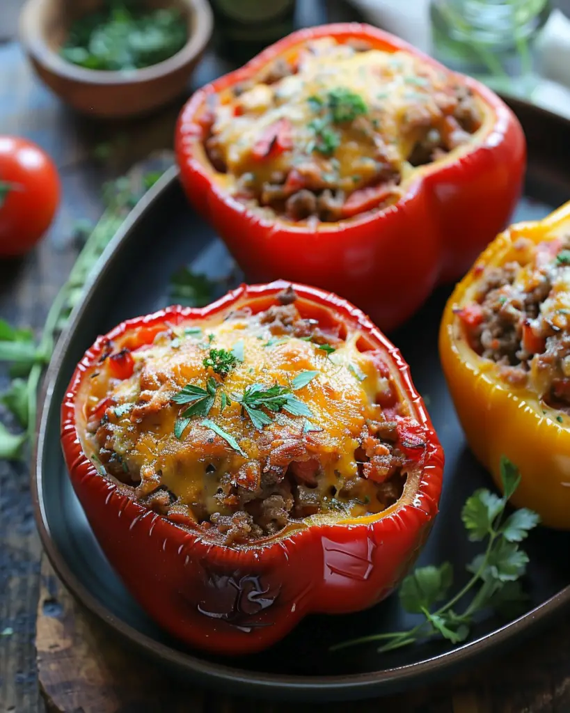 Simple Crockpot Stuffed Bell Peppers