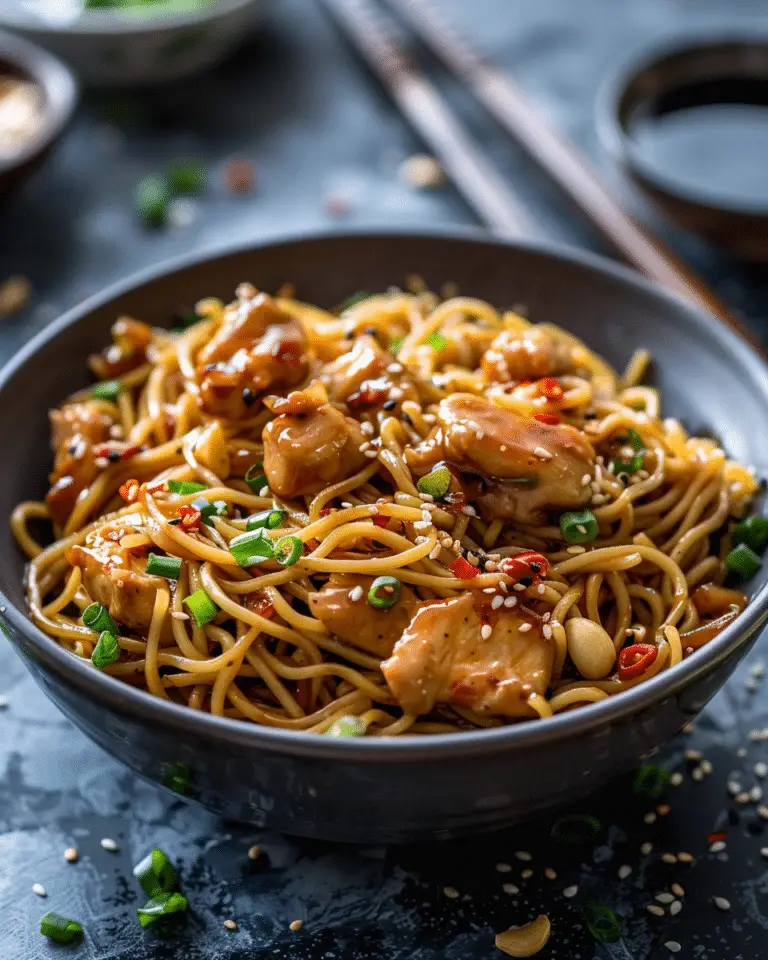 Best  Sticky Garlic Chicken Noodles