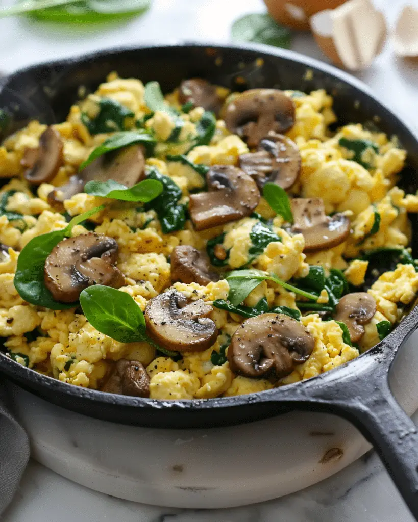 Mushroom Spinach Scrambled Eggs