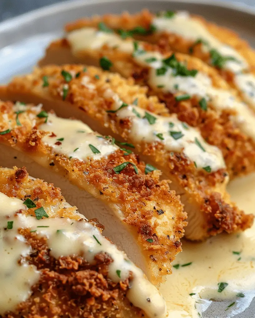 Best  Parmesan Crusted Chicken with Creamy Garlic Sauce