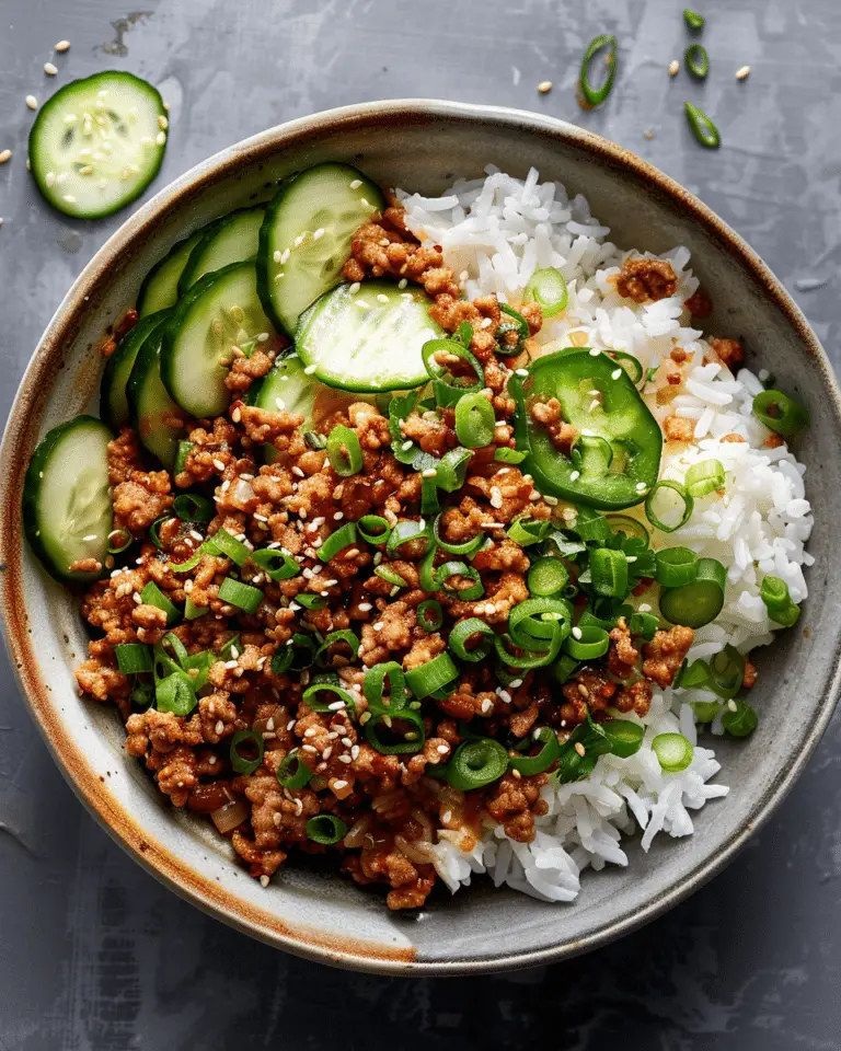 Korean Ground Turkey and Rice with Cucumber Crunch