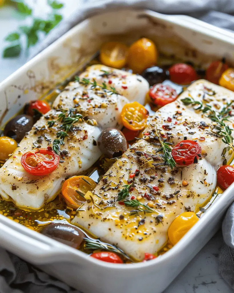 Savory  Mediterranean Baked Fish Recipe for Dinner Delight