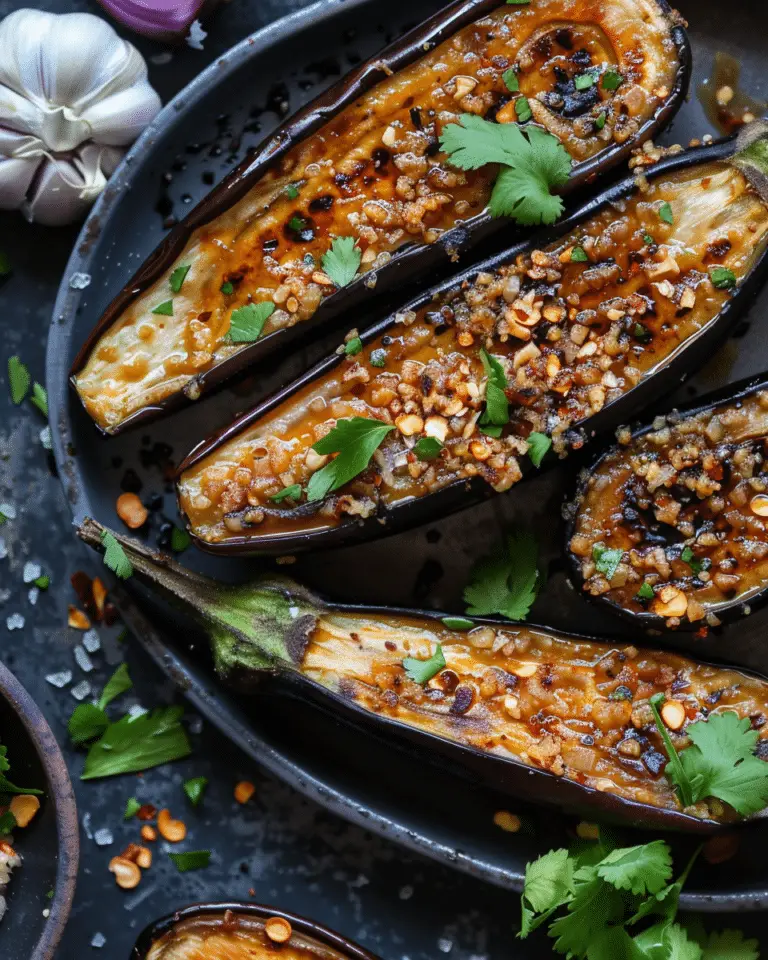 Sticky Garlic Eggplant