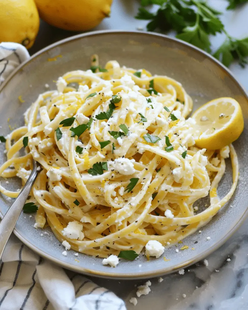 Creamy Lemon Feta Linguine