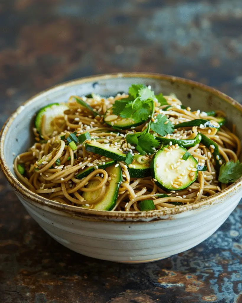 Almond-Sesame Soba Noodles with Zucchini