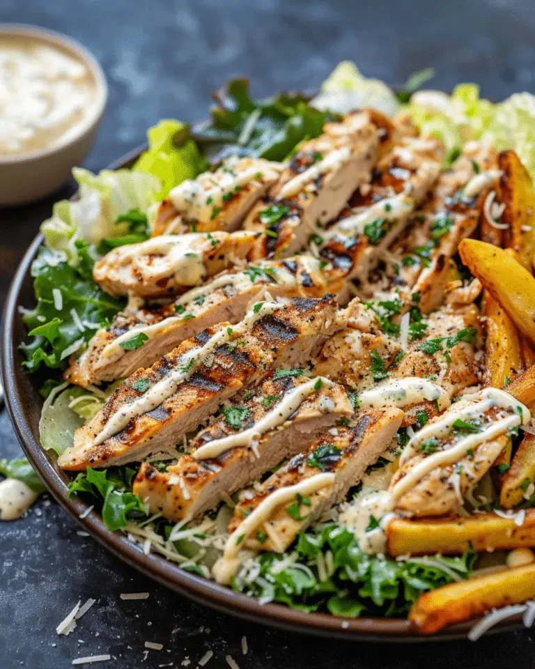 Healthy Chicken Caesar Salad with Fries (High Protein)