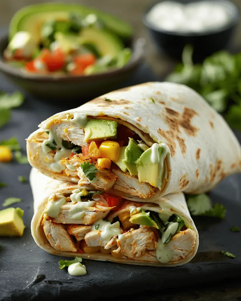 Avocado Ranch Chicken Burrito Wraps
