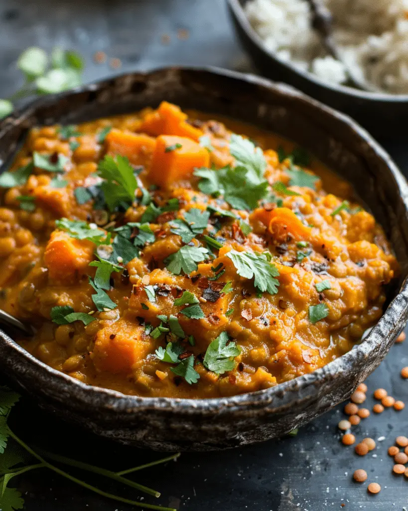 Creamy Sweet Potato Red Lentil Curry
