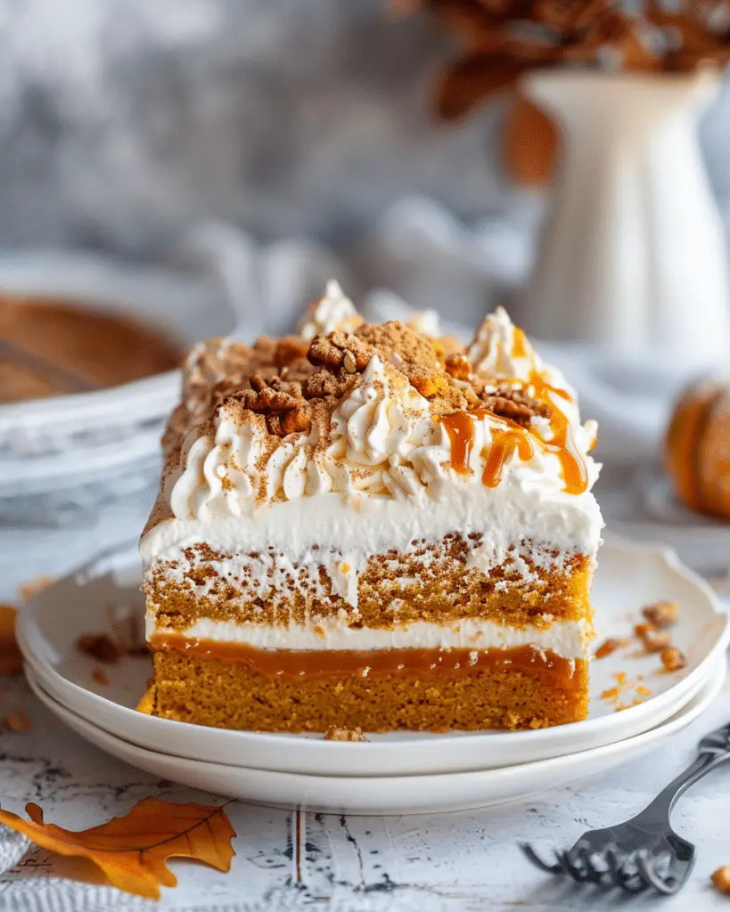 Pumpkin Caramel Poke Cake