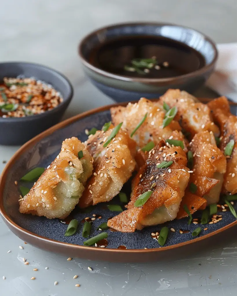 Crispy Cabbage Dumplings with Soy Dipping Sauce
