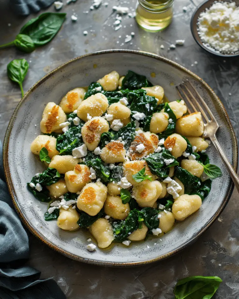 Best  Crispy Gnocchi With Spinach and Feta