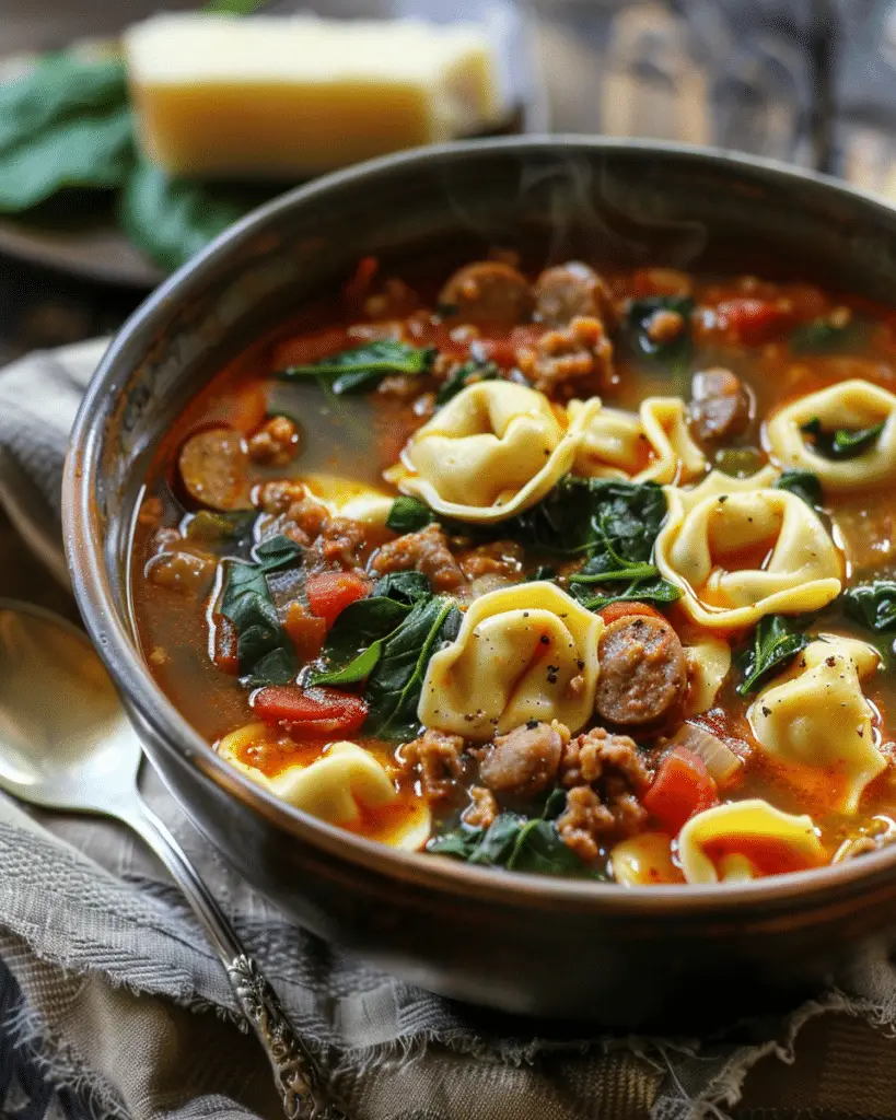 Sausage Spinach Tortellini Soup
