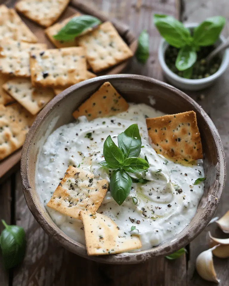 Roasted Garlic Basil Cheese Dip and Homemade Gluten Free Basil Crackers