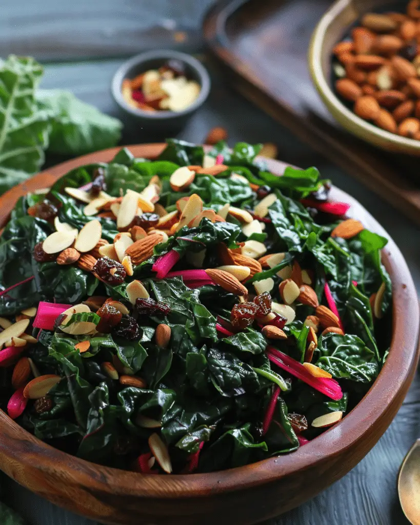 Swiss Chard with Almonds and Raisins