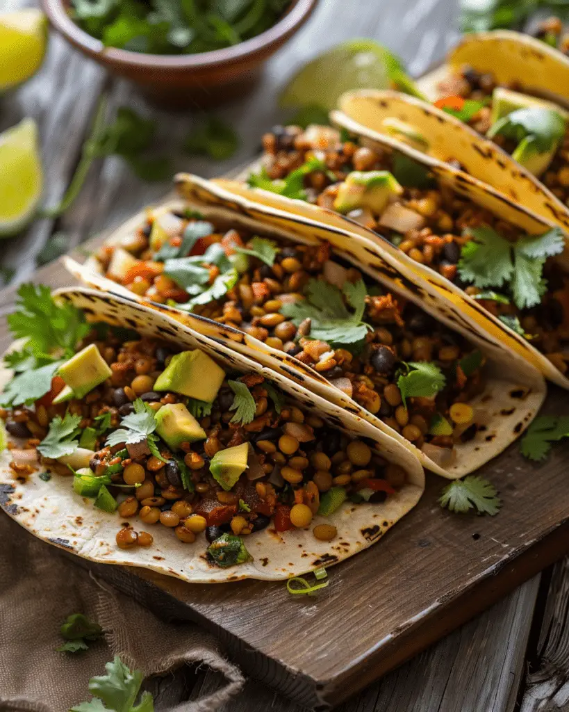 Vegan Chipotle Lentil Rolled Tacos