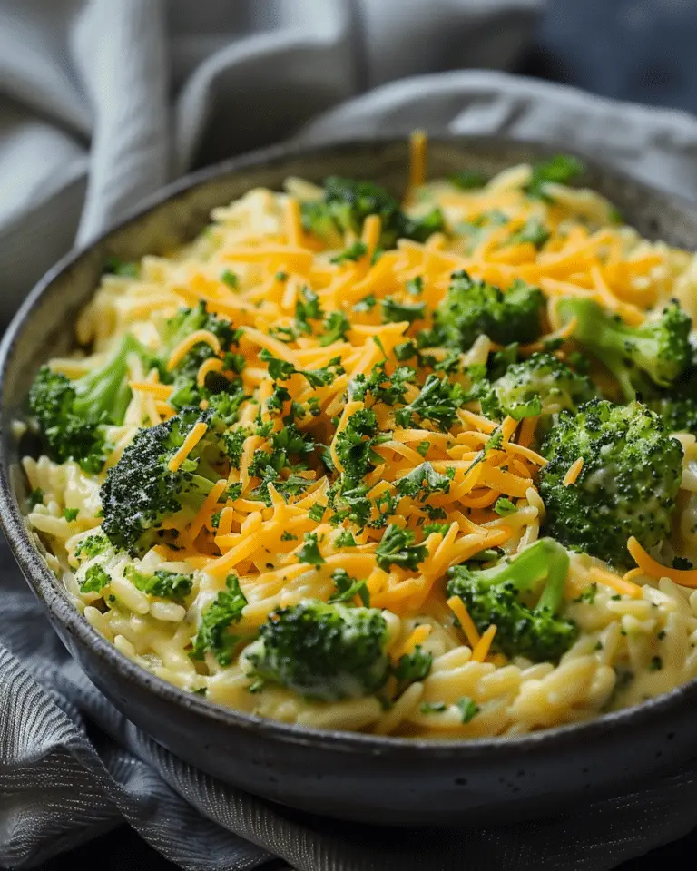 Vegan Broccoli Cheddar Orzo