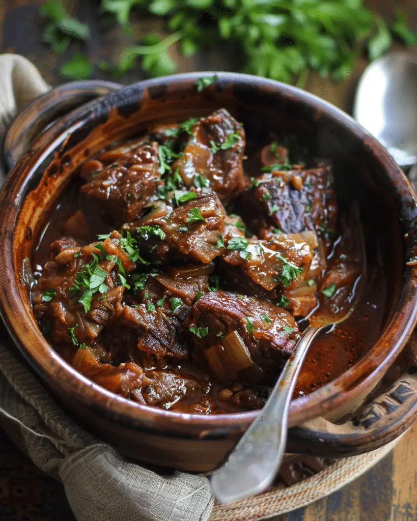 Traditional Greek Stifado (Beef and Onion Stew)
