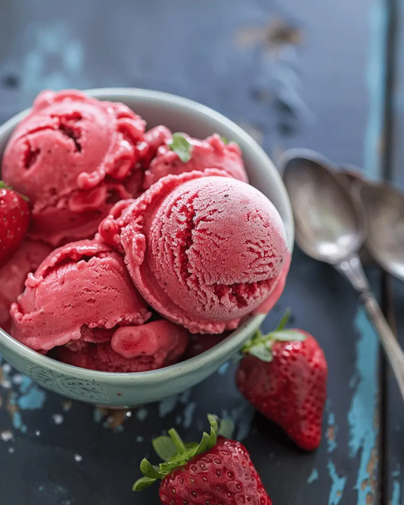Best  Fresh Strawberry Sorbet