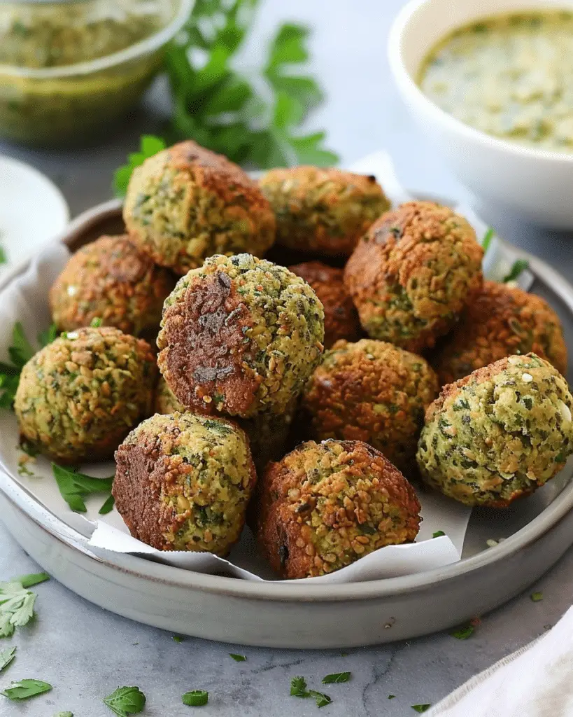 Air Fryer Falafel Bites with Pesto Dipping Sauce
