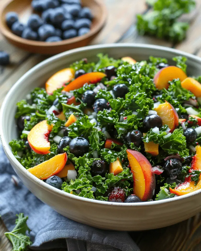 Summer Peach Blueberry Kale Salad