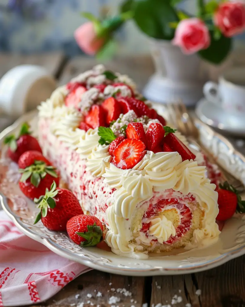 Best  Strawberry Cream Swiss Roll Cake