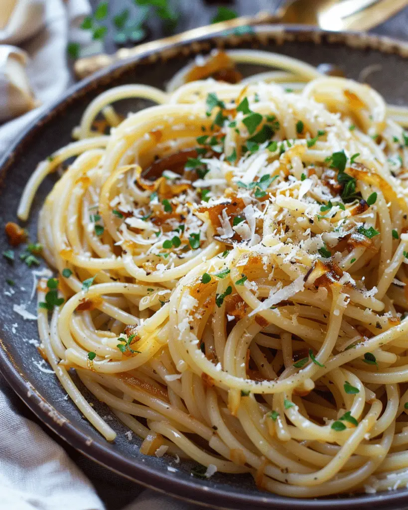 Caramelized Onion & Garlic Spaghetti