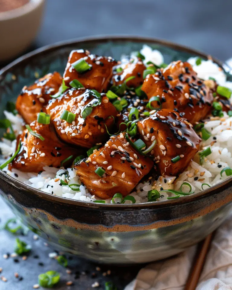 Air Fried Teriyaki Salmon Bites Rice Bowl