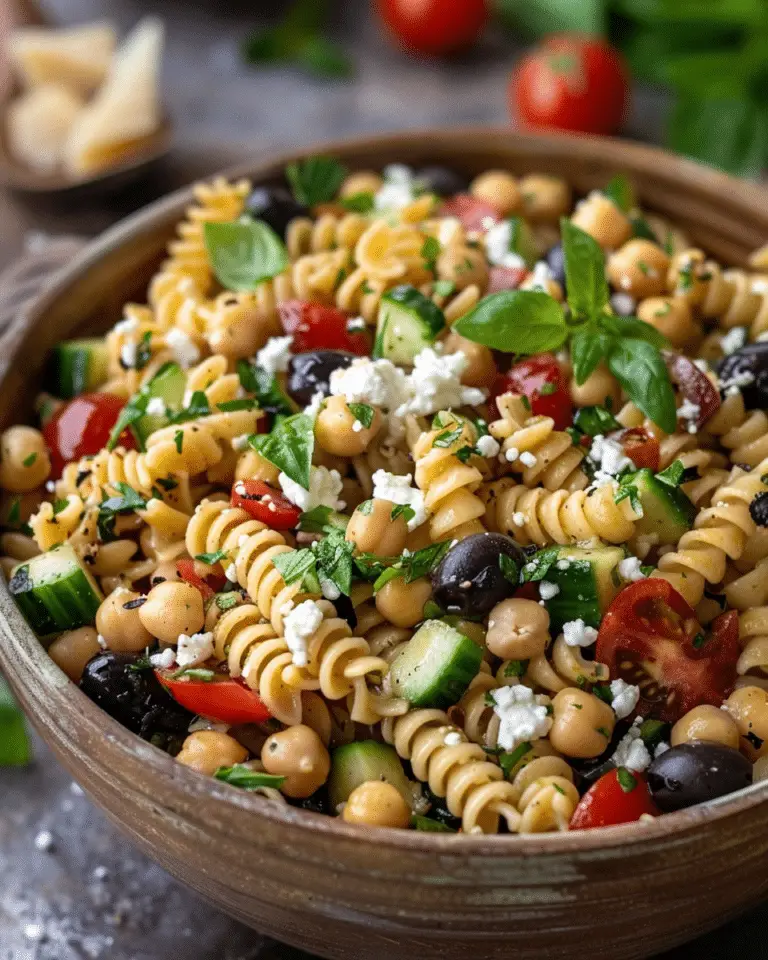 Vegan Feta Chickpea Pasta Salad
