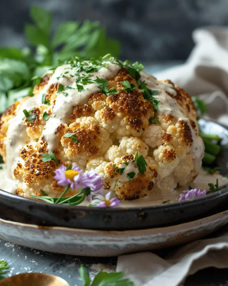 Whole Roasted Cauliflower with Tahini Sauce