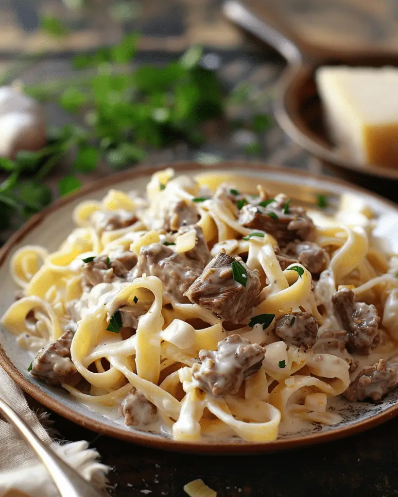 One Pot Creamy Tomato Beef Pasta