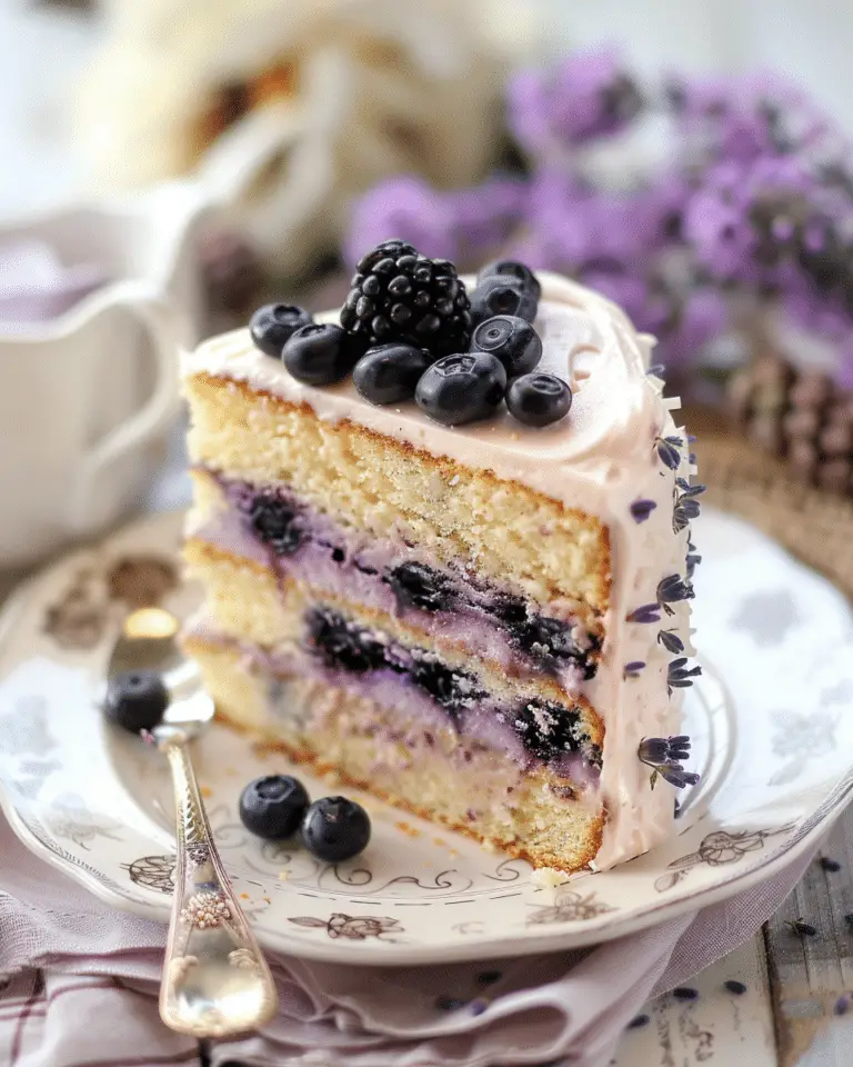 Black Tea Cake with Blueberries & Lavender Cream