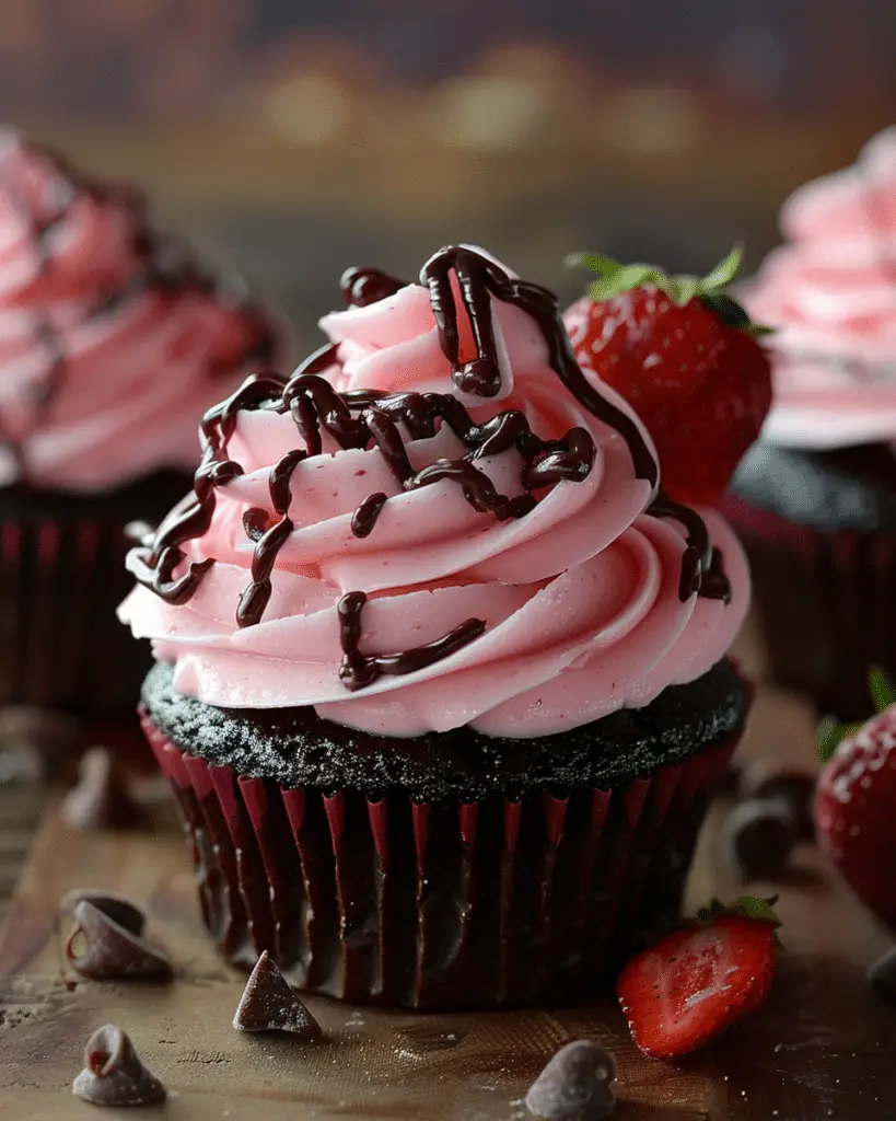 Chocolate Covered Strawberry Cupcakes