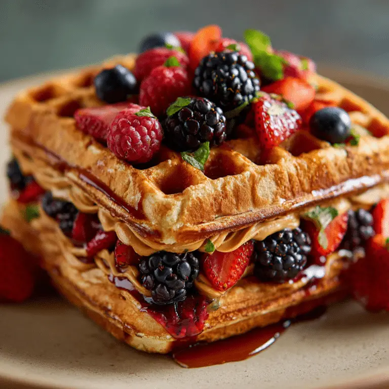 Peanut Butter & Berries Waffle Sandwich