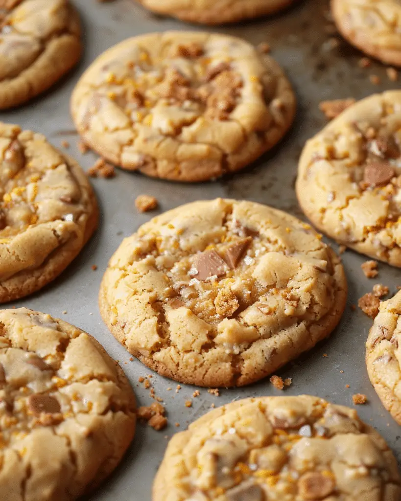 Thick and Chewy Peanut Butter Butterfinger Cookies