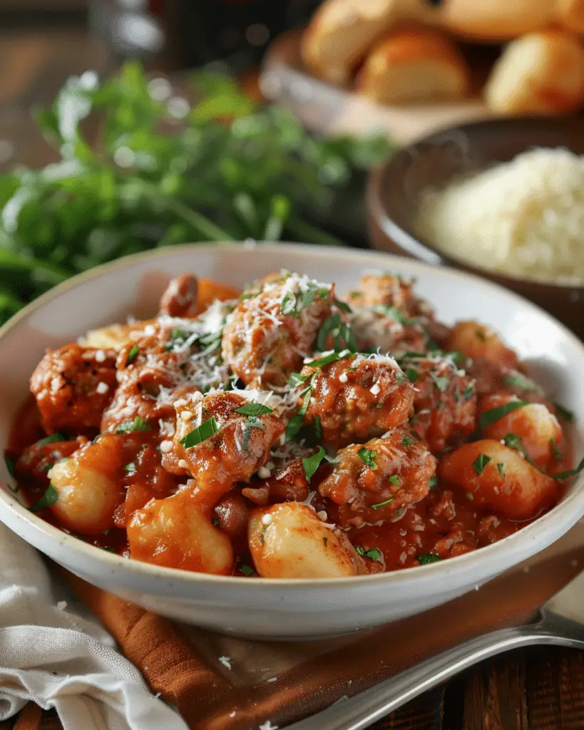 Slow Cooker Tuscan Chicken Meatballs With Gnocchi