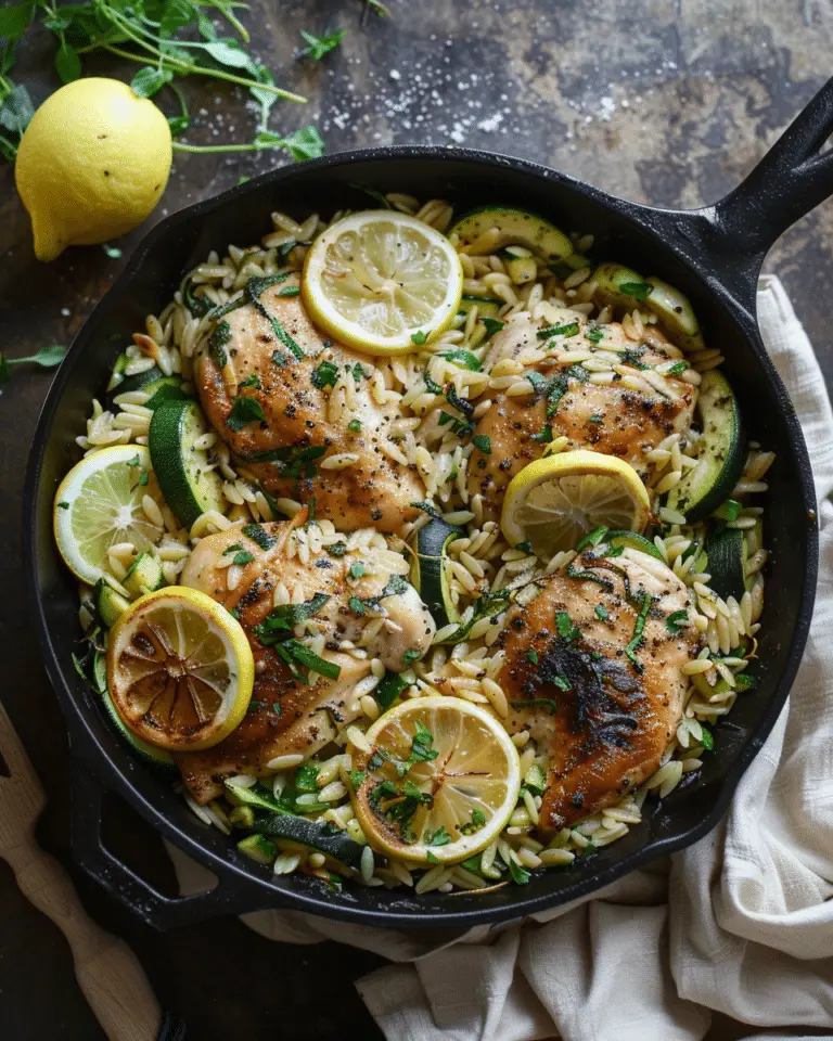 Baked Lemon Chicken & Zucchini Orzo