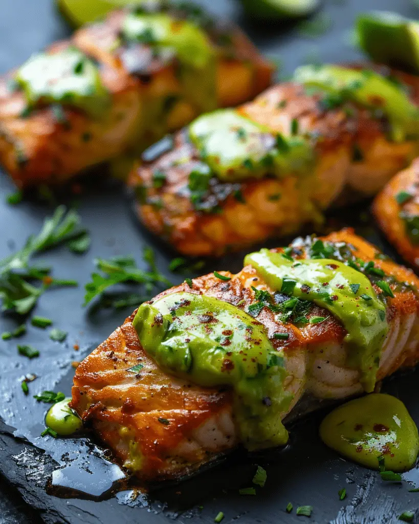 Golden Baked Salmon Bites with Velvety Avocado Drizzle