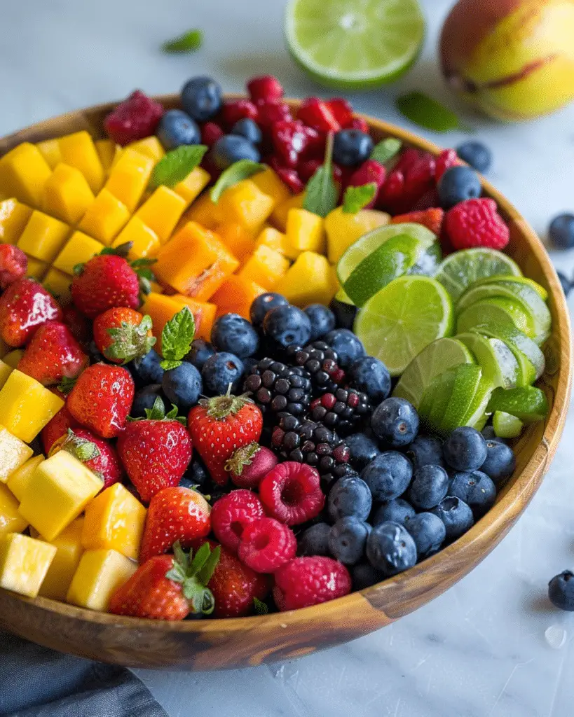 Honey Lime Rainbow Fruit Salad