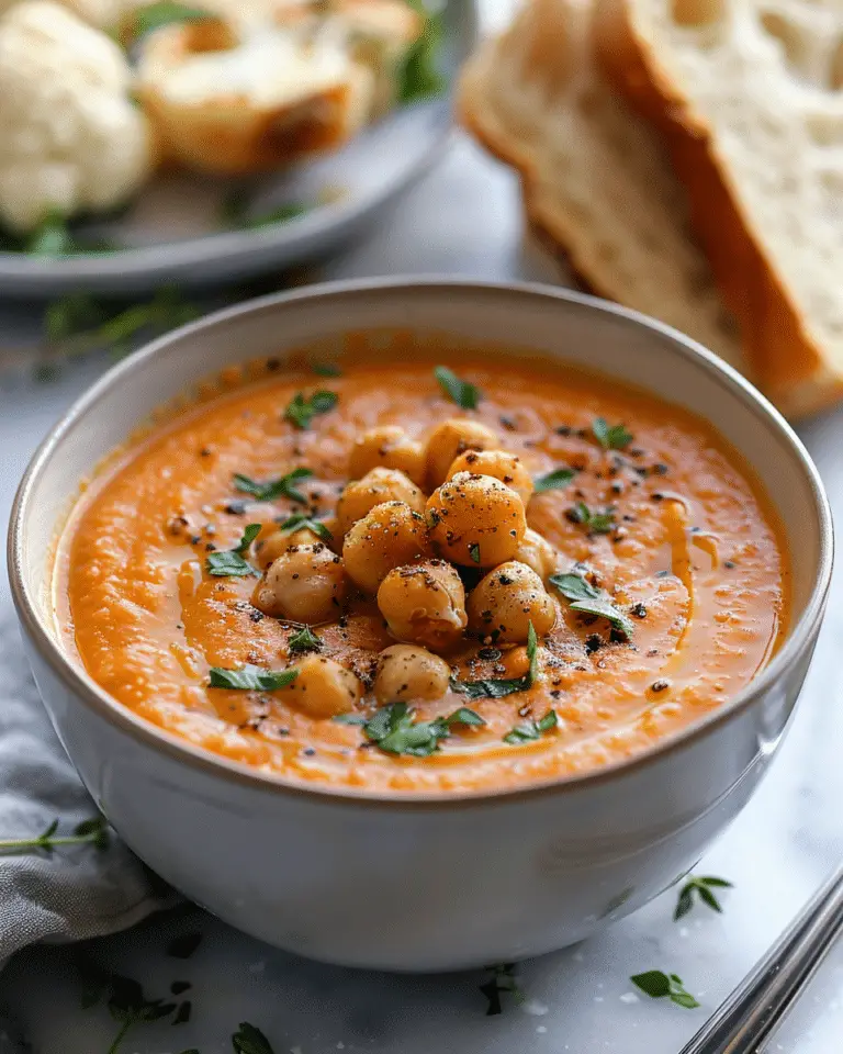 Roasted Chickpea and Cauliflower Tomato Soup